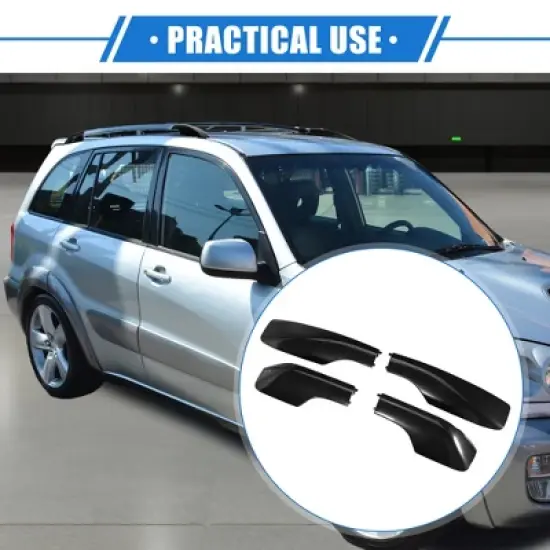 Unique Bargains Car Roof Rack Side Rails End Cover Shell Cap for Toyota RAV4 2001-2005 Durable Plastic Black 4pcs image {1}
