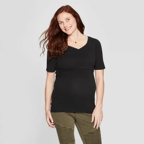 Short Sleeve Crossover Nursing Maternity T-Shirt - Isabel Maternity by Ingrid & Isabel&trade; image {3}