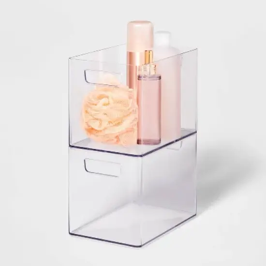 Bathroom Organizer Bin with Handles Clear - Brightroom&trade; image {3}