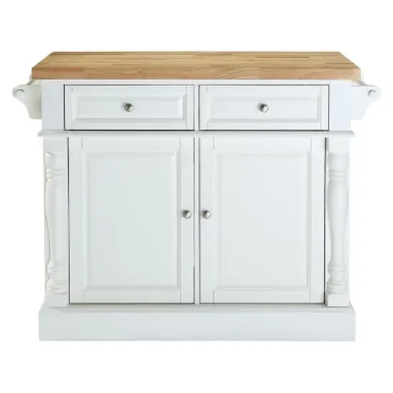 Crosley Butcher Block Top Kitchen Island - White image {2}