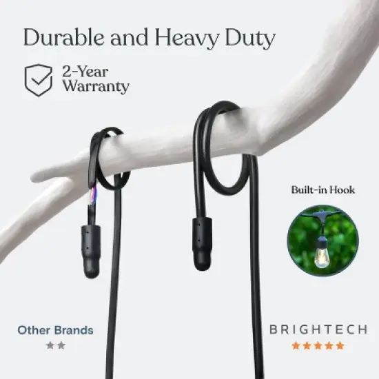 Brightech 12-Bulb LED Ambience Pro Solar Remote 1W 27ft 3000K S14 Outdoor Hanging String Lights Clear Bulb Black Wire image {6}