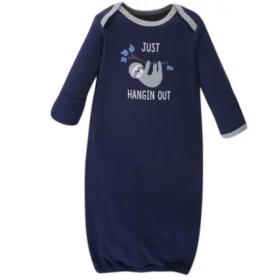 Hudson Baby Infant Boy Cotton Long-Sleeve Gowns 4pk, Little Explorer, 0-6 Months image {1}