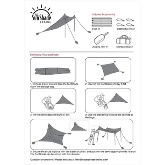 Ready Covers SunShade 10x10 w/4 Poles - White image {3}