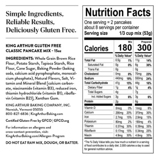 King Arthur Flour Pancake Mix Gluten Free, 15 oz (Pack of 4) image {3}