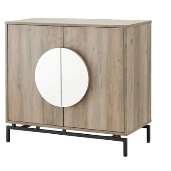 Home Source Cement Console Bar Cabinet with Half Moon Handles image {8}