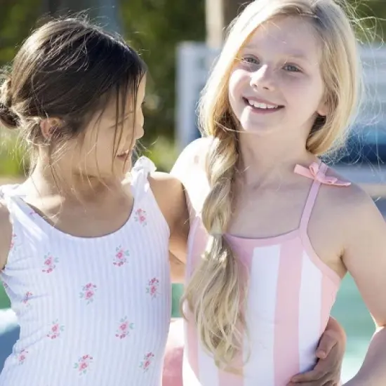 Hope & Henry Girls' Bow Shoulder One-Piece Swimsuit, Toddler image {3}