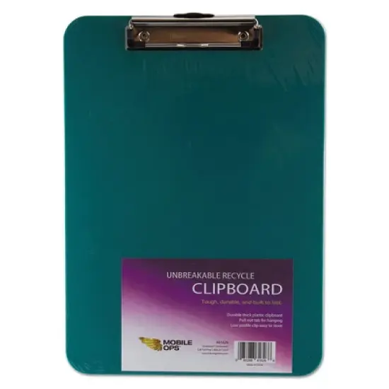 Mobile OPS Unbreakable Recycled Clipboard, 0.25" Clip Capacity, Holds 8.5" x 11" Sheets, Green image {3}