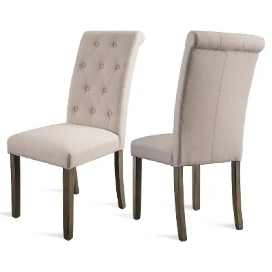 Set of 2 Aristocratic Solid Wood Tufted Dining Chair-ModernLuxe image {2}