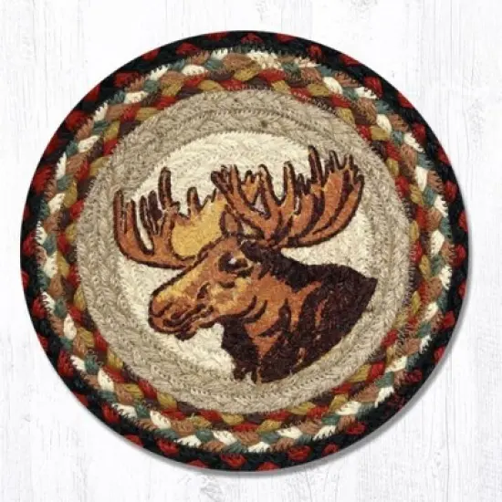 Earth Rugs Lodge Cabin Moose Portrait Printed Trivet &ndash; Eco-Friendly 10" Round image {3}