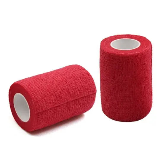 Unique Bargains 2 Pcs Red 3" Width Self Adhesive Tape Elbow Wrist Ankle Joint Support Wrap Roll Protector image {2}