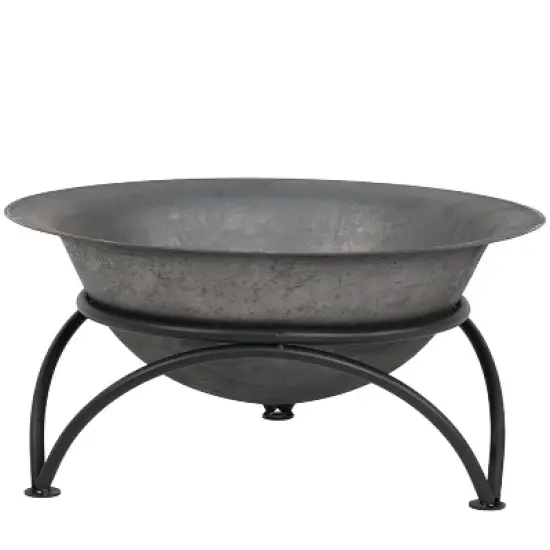 Sunnydaze Outdoor Camping or Backyard Round Cast Iron Rustic Fire Pit Bowl on Stand - 23.5" - Dark Gray image {3}