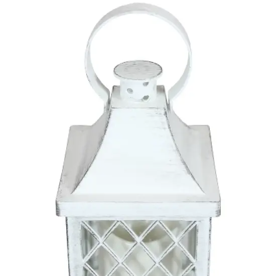 Sunnydaze 10" Ligonier White Traditional Style Plastic and Glass Battery Operated Indoor LED Candle Lantern 4pk image {3}