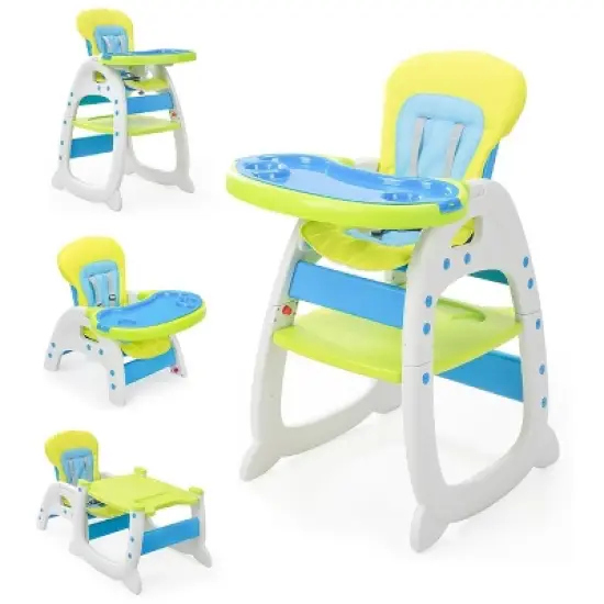 Sandinrayli 3-in-1 Convertible Toddler Highchair Table Booster Seat with Feeding Tray, Green image {9}