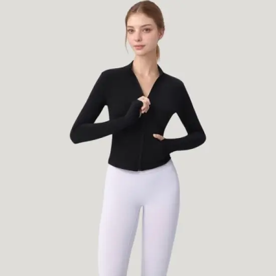 Anna-Kaci Active Women's Long Sleeve Full Zip Athletic Jacket with Thumbholes and Fitted Silhouette image {5}