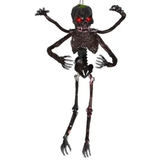 Costway 6 FT Animated Halloween Decoration Hanging Zombie Light-up Eyes Poseable Arms image {9}