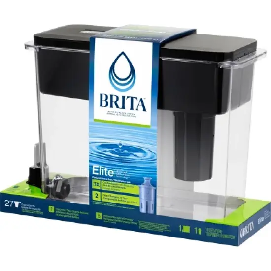 Brita Extra Large 27-Cup UltraMax Filtered Water Dispenser with Filter - Jet Black image {2}