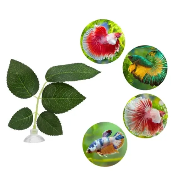 Unique Bargains Betta Fish Leaf Pad Hammock Plants Green 3.15"x1.93" image {1}