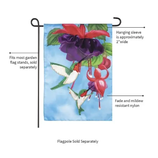 Hummingbirds Applique Garden Flag image {2}