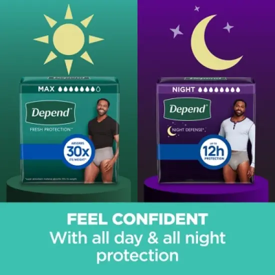 Depend Fresh Protection Adult Incontinence Disposable Underwear for Men - Maximum Absorbency - Gray image {5}