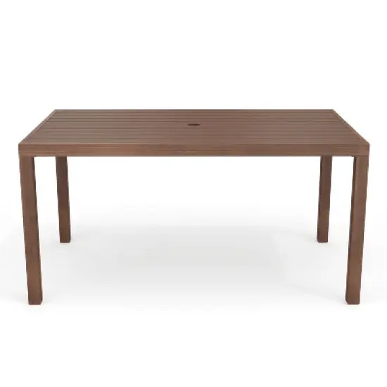 Martha Stewart Bedford 62" Indoor-Outdoor Patio Table with Brushed Woodgrain Aluminum Finish image {8}