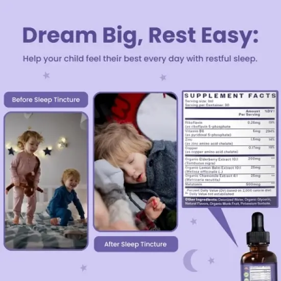 TruHeight Kids Sleep Tincture Ages 2+ (Watermelon Flavor) - Babies, Toddlers & Kids Natural Sleep Aid - Baby, Toddler, Child Melatonin 2 Year Old+ image {5}