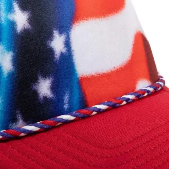 Red, White & Blue American Flag Snapback Trucker hat image {3}