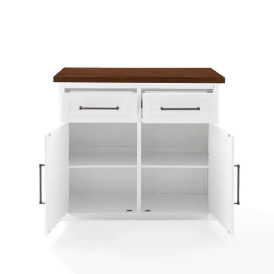 Bartlett Wood Top Kitchen Island White/Walnut - Crosley image {9}