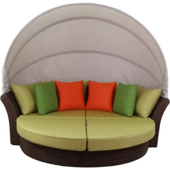 Courtyard Casual Green Eclipse Outdoor Expandable Oval Daybed with Canopy image {4}