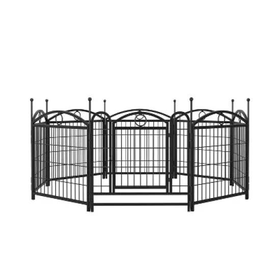 Dog Playpen Indoor, 24 inch 8 Panels Metal Dog Pen Pet Dog Fence Outdoor Exercise Pen with Doors, Indoor Outdoor Foldable Pet Exercise Pen image {10}