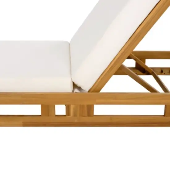 Outdoor Chaise Lounge Chairs with Cushions, Wooden Adjustable Backrest Recliner for Poolside Lounging or Patio Retreat-Maison Boucle image {6}