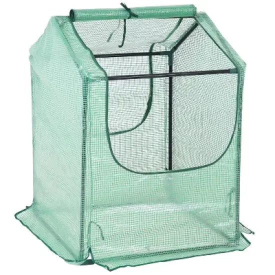 Sunnydaze Mini Greenhouse with 2 Zippered Side Doors - Green image {10}
