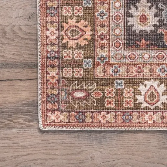 nuLOOM Cathie Persian Floral Machine Washable Area Rug image {4}