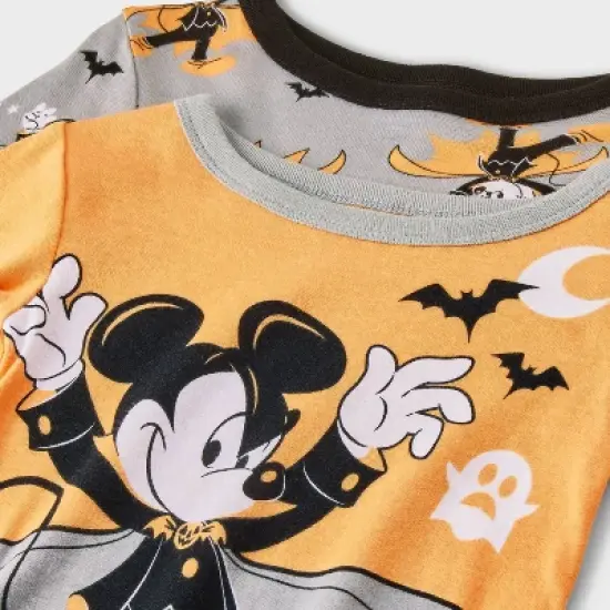 Toddler Boys' 4pc Mickey Mouse & Friends Cotton Long Sleeve Halloween Pajama Set - Orange/Gray/Black image {2}