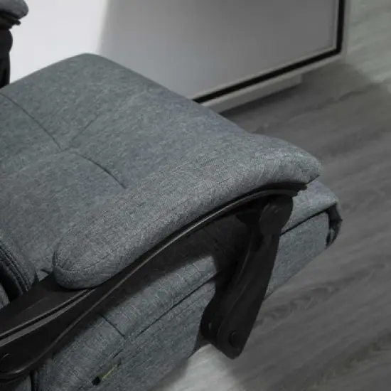 Vinsetto Executive Linen-Feel Fabric Office Chair High Back Swivel Task Chair with Adjustable Height Upholstered Retractable Footrest, Headrest and Padded Armrest image {7}