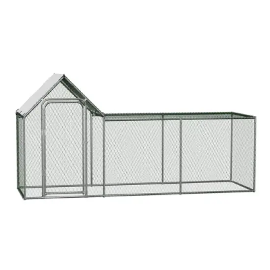 Chicken Coop Walk in Run - Large Metal Poultry Cage with Cover, Heavy Duty Wire Mesh Enclosure for Hens, Ducks & Rabbits image {6}