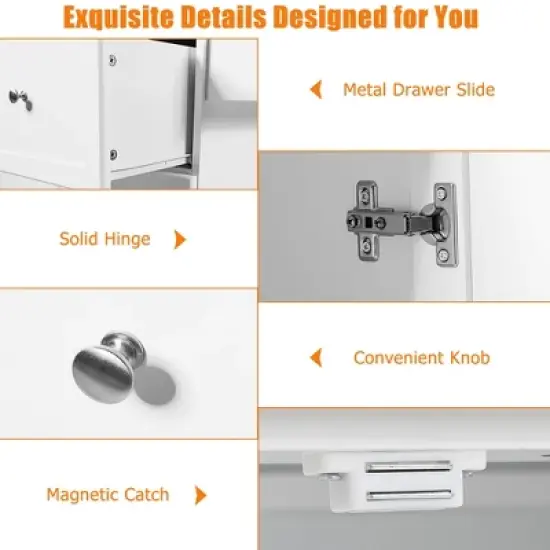 Costway Kitchen Island 2-Door Storage Cabinet Stainless Steel Top w/ Drawers image {7}