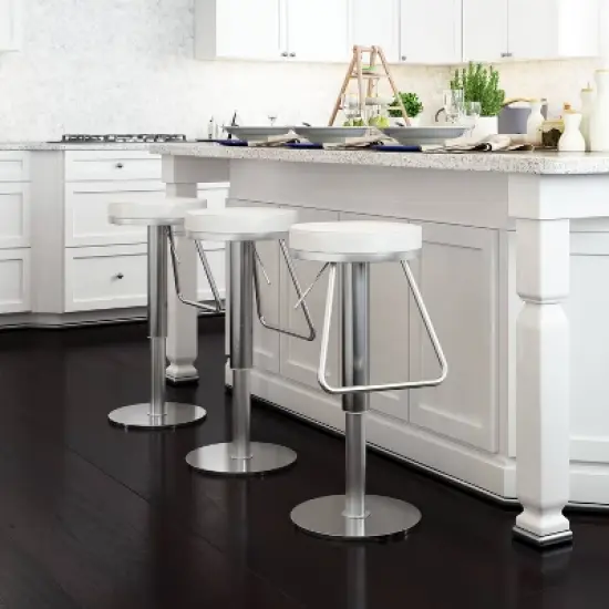 22" Nostalgic Plush Adjustable Barstool White - ZM Home image {8}