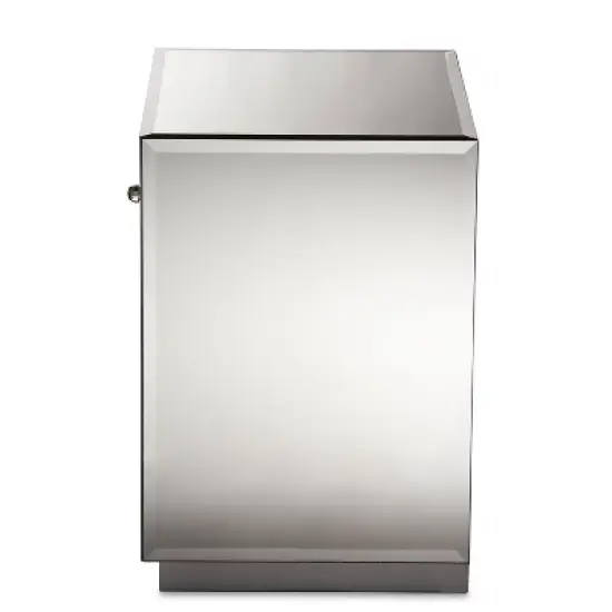Rochadh Hollywood Glamour Style 1 Drawer and 1 Shelf Nightstand and Bedside Table Silver - Baxton Studio image {1}