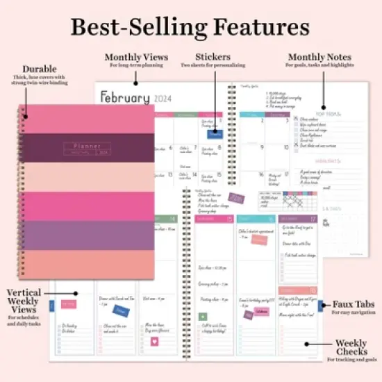 TF Publishing 2024 Weekly/Monthly Planner 11"x9" Pink Plum Blush & Petal image {6}