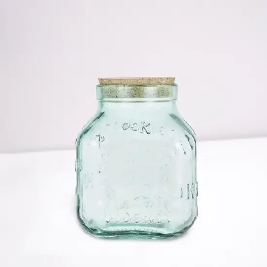 Amici Home Italian Recycled Glass Cookie Jar - Green Biscotto Design with Cork Top, Made in Italy, Ideal for Storing Cookies and Other Treats, 105 oz. image {6}
