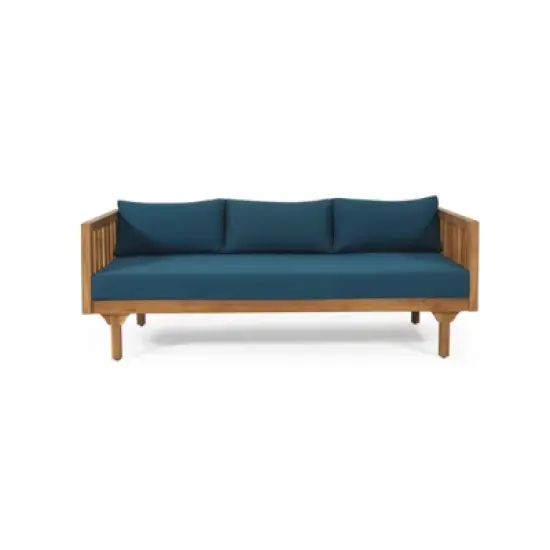 DSVIMOY Daybed, 3 Seater Daybed Conversation Set with Arms, Blue, 67.5"*32"*24.25" image {4}