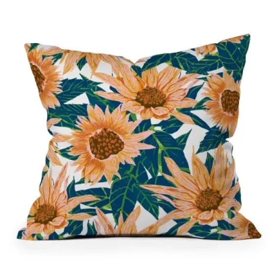 Sunflowers Outdoor Throw Pillow Orange/Blush - Deny Designs image {4}
