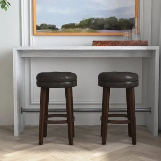 30.5" Krauss Wood Backless Swivel Barstool Charcoal Gray - Hillsdale Furniture image {1}