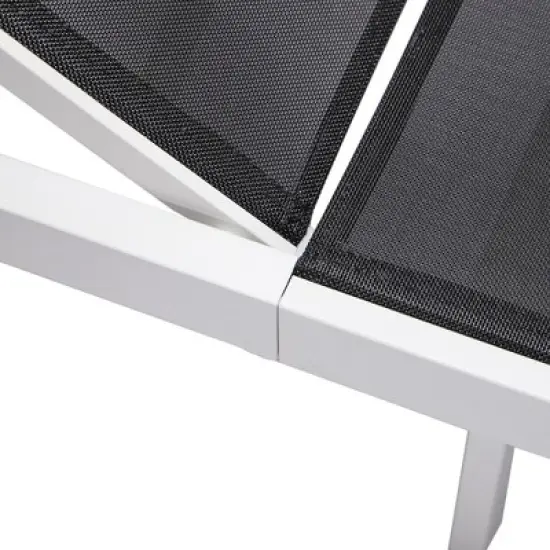 LeisureMod Marlin Modern Outdoor Patio Chaise Lounge Chair in White Aluminum Frame with Square Fire Pit Side Table image {14}