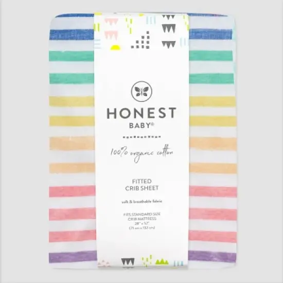 Honest Baby Organic Cotton Fitted Crib Sheet - Rainbow Stripe image {1}