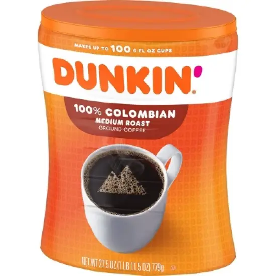 Dunkin Canister Colombian Medium Roast Coffee - 27.5oz image {2}