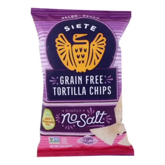 Siete Grain Free Tortilla Chips No Salt - Case of 12/5 oz image {1}