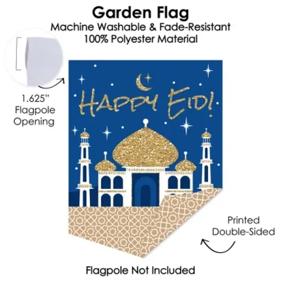 Big Dot of Happiness Ramadan - Outdoor Home Decorations - Double-Sided Eid Mubarak Party Garden Flag - 12 x 15.25 inches image {2}