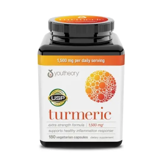 Youtheory Turmeric Extra Strength Formula, Support Healthy Response, 180 Capsules image {7}