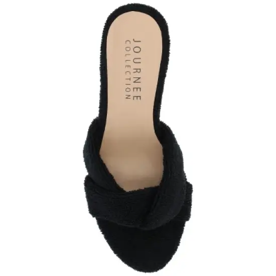 Journee Collection Womens Mannon Soft Terry Cloth Slip On Open Toe Pumps image {3}